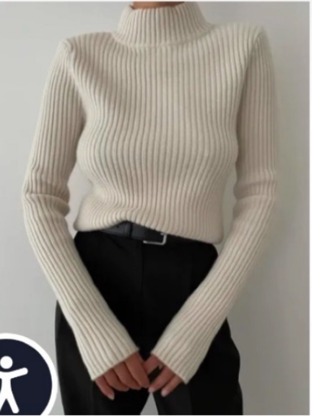 Almada Label Ribbed Wool Cashmere  Sweater - Cream M